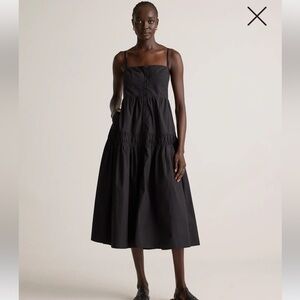 NWT Quince 100% Organic Cotton Poplin Spaghetti Strap Maxi Dress, black S